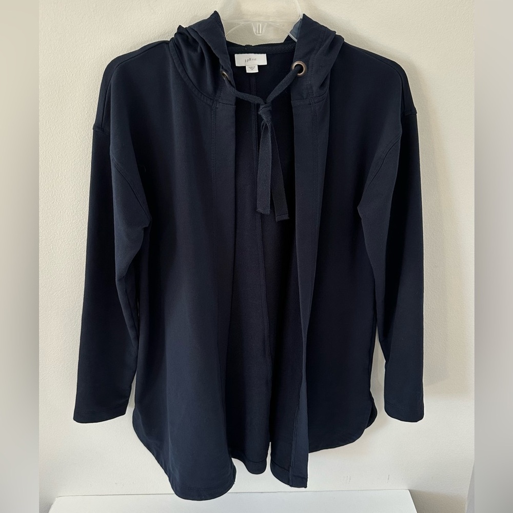 J.Jill Fit Hooded Open-Front Cardigan – Navy Blue, XS